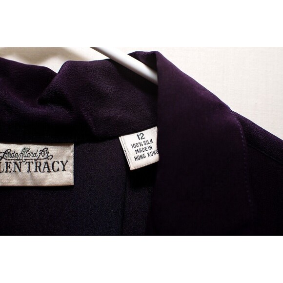 Linda Allard Ellen Tracy womens purple Silk 12 button down shirt - Picture 4 of 6